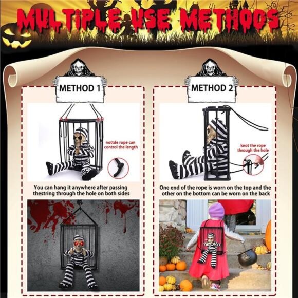 XIMISHOP Animated Halloween Decoration, Animated Skull Ghost Hanging Decoration - Picture 4 of 7